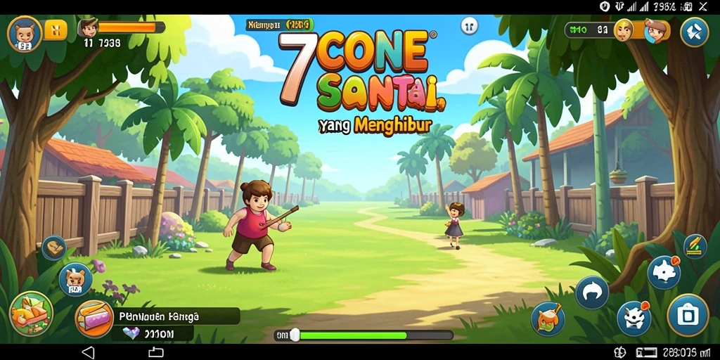 Tampilan gameplay 7CONE yang penuh warna dan ceria.