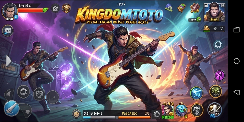 Tangkapan layar gameplay KINGDOMTOTO menampilkan pengalaman bermain musik yang mendebarkan.