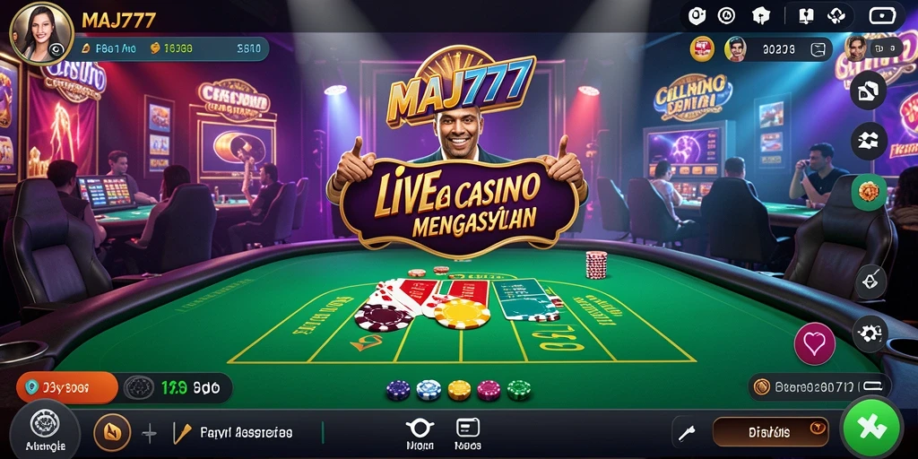 Gameplay seru dari MAJ777 menampilkan dealer langsung di meja permainan.