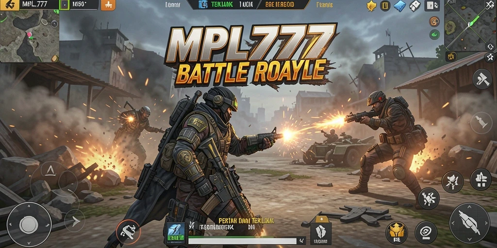Screenshot gameplay MPL777 menampilkan aksi Battle Royale yang seru.