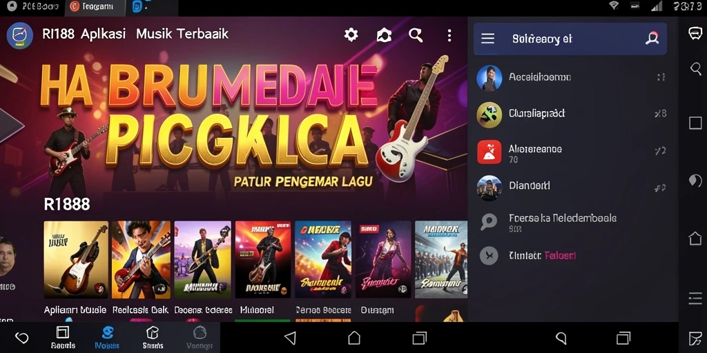 Tampilan utama screenshot RI188 menampilkan koleksi lagu-lagu populer.