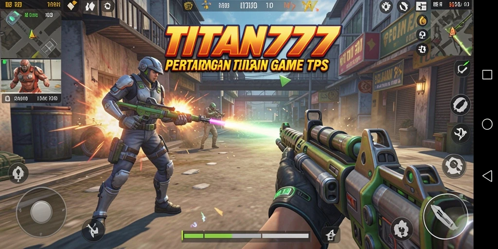 Screenshot menampilkan aksi seru dalam game TPS TITAN777.